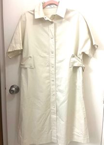 Chic Cream Shirt Dress with Belt