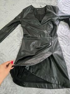 zara Faux Leather Wrap Dress bust 32 waist 28