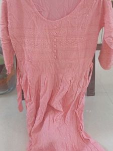 Pink Embroidered  all over embellished Kurta