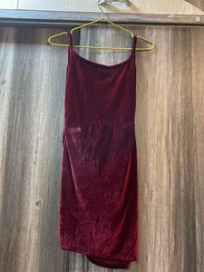 Burgundy Velvet Mini Dress