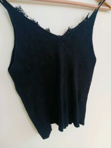 Black cami top with lace trim