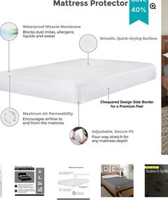 Grey Fitted Mattress Protector King Size Cotton