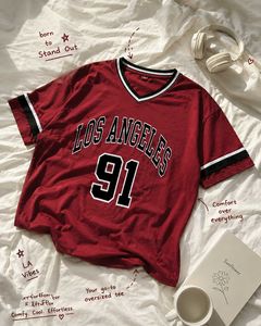 Red "Los Angeles 91" Oversized Tee