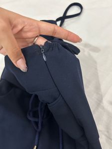 Navy Blue Lace-Up Mini Dress