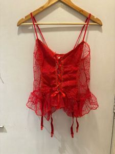 Red Lace Corset with Garters