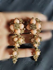 Elegant Pink & Gold Drop Earrings