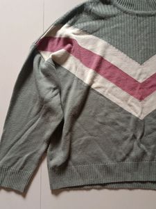 Chevron Turtleneck Knit Sweater