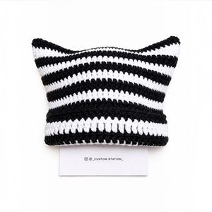 Handmade Crochet Striped Cat Ear Beanie (any one)