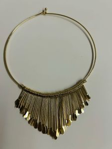 Gold-tone Fringe Choker Necklace