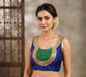 Elegant Blue &amp; Green Embellished Coti
