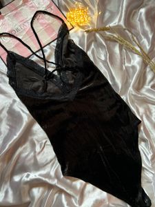 forever 21 Black Lace Trim Bodysuit