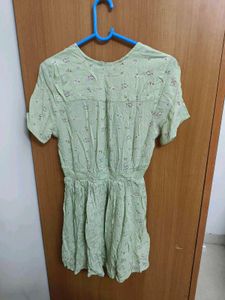 Floral Print Green Mini Dress