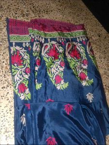 satin Blue Floral Print Saree
