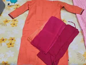 Orange Embroidered Kurta