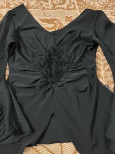 Elegant Black Flare Sleeve Top