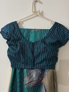 Elegant Peacock Print Saree with blouse