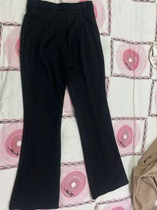 Black Flared Split Hem Pants