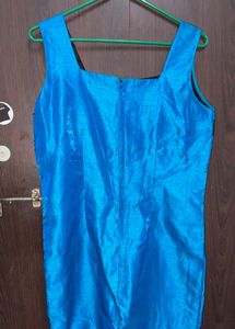Blue &amp; Black Sleeveless stiched Dress