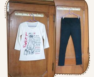 Black & White Jeans Top set For Girls