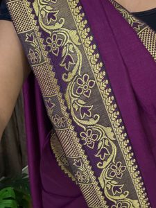 Elegant Purple Saree with Rich Golden Border