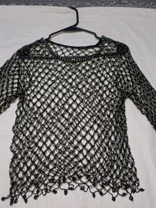 Beaded Net Crop Top