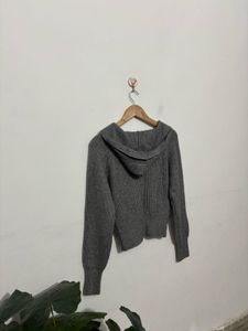 Gray Zipper Cardigan