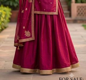 Elegant Maroon Embroidered skirt