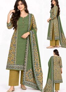 Elegant Printed Kurta Set with Dupatta(unstitched)