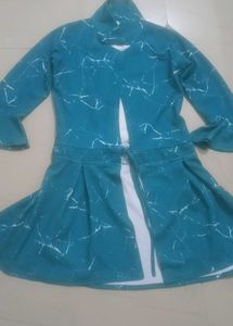 Teal Marble Print Midi Dress