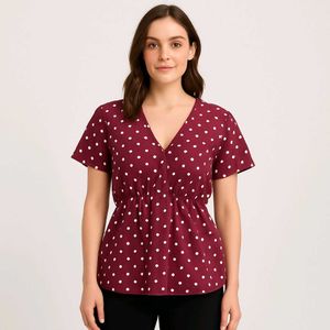 Chic Polka Dot V-Neck Peplum Top