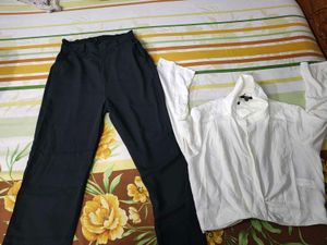 Stylish Black Pants &amp; White Top Set