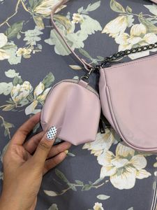 Stylish Pink Shoulder Bag with Coin Pouch