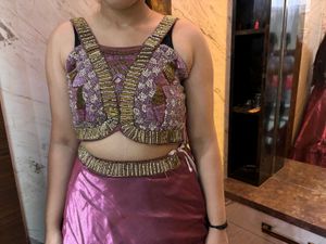 purple lengha with heavy blouse and dupatta