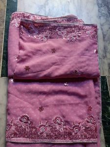 Beautiful Pink Sequinned Saree with Blouse