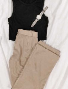 Sleek Black Tank Top &amp; Cargo Pants Set