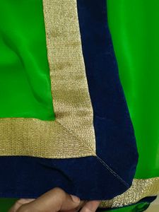 parrot green Saree with Designer Blouse
