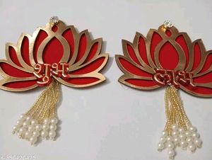 Lotus with SUBH LABH Pair HANGINGS for Home Decor,