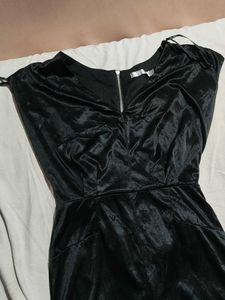 Sleek Black Satin Mini Dress