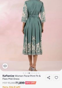 Green Print Dress with Belt