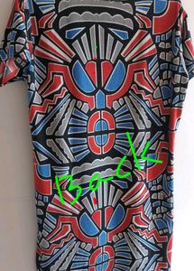 Vibrant Geometric Print Short Sleeve Top