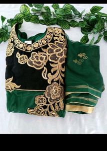 Elegant Green &amp; Gold Indian Dress