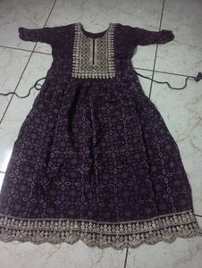 Elegant Purple Embroidered Dress