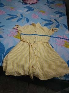 Yellow &amp; White Striped Button-Up Top