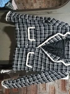 Chic Black & White Plaid Blazer