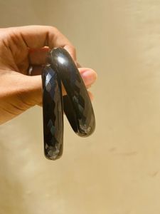 y2k Chunky Black Faceted Bangles (Set of 2)