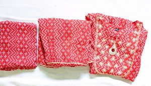 Red Tiered Sharara Set