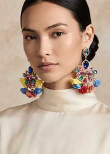 New Boho Floral Gemstone Statement Earrings