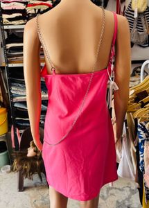 Hot Pink Chain Detail Mini Dress