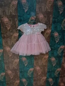 Girls Pink Sequin Party Frock with Tutu Skirt
