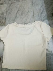 Newme asia Cream Ribbed Knit Top